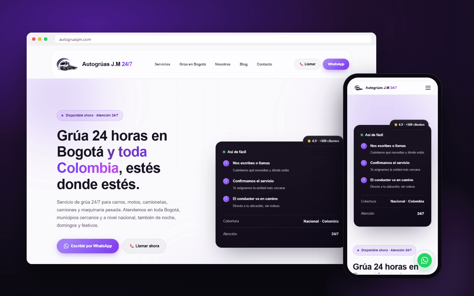 Captura del sitio Autogrúas J.M