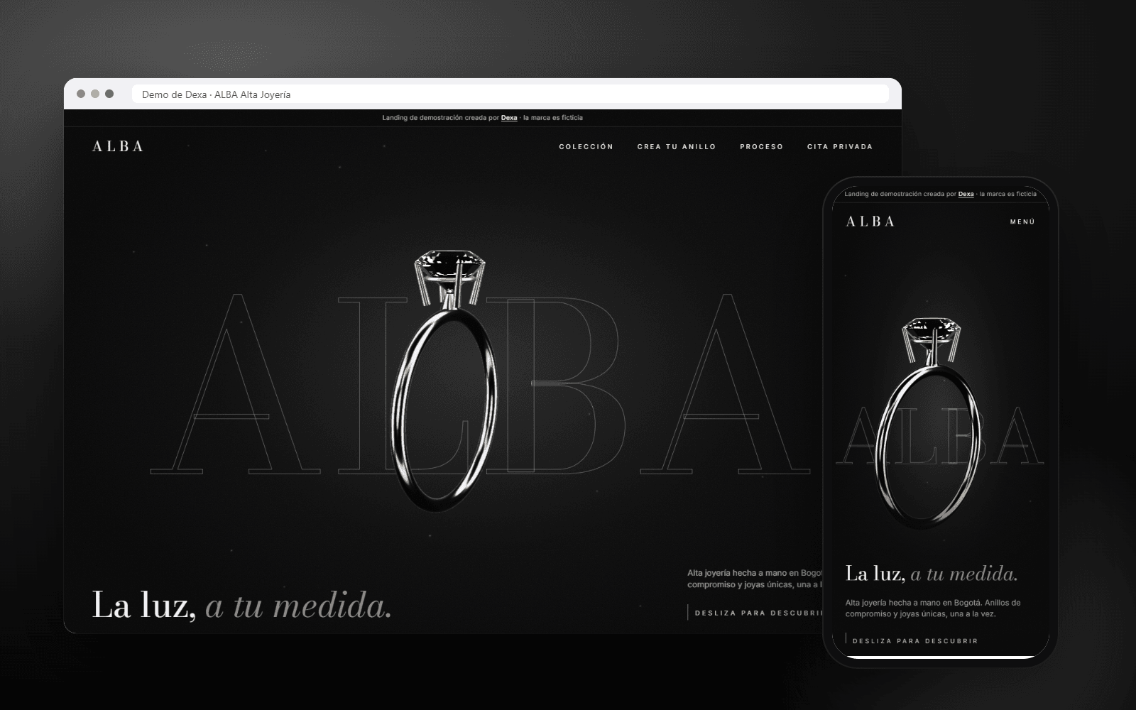 Captura del sitio ALBA Alta Joyería